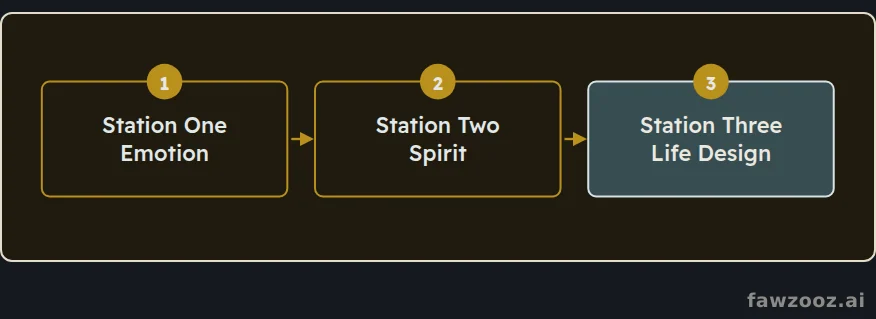 Three stations, one journey: from understanding emotions, to a soul connected with Allah, to a life designed with intention.
