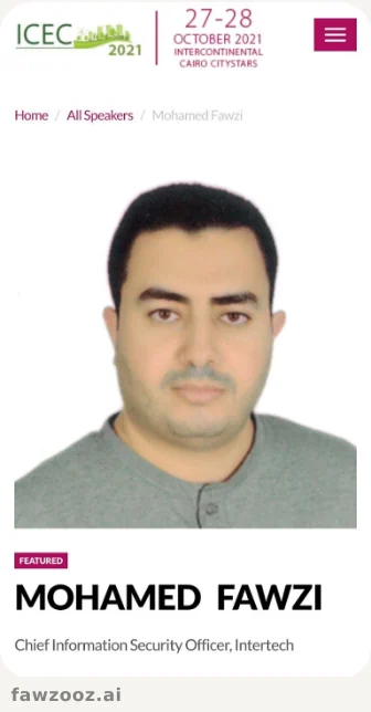 متحدث مميز في مؤتمر ICEC ٢٠٢١ بالقاهرة — بصفتي وقتها رئيس أمن المعلومات